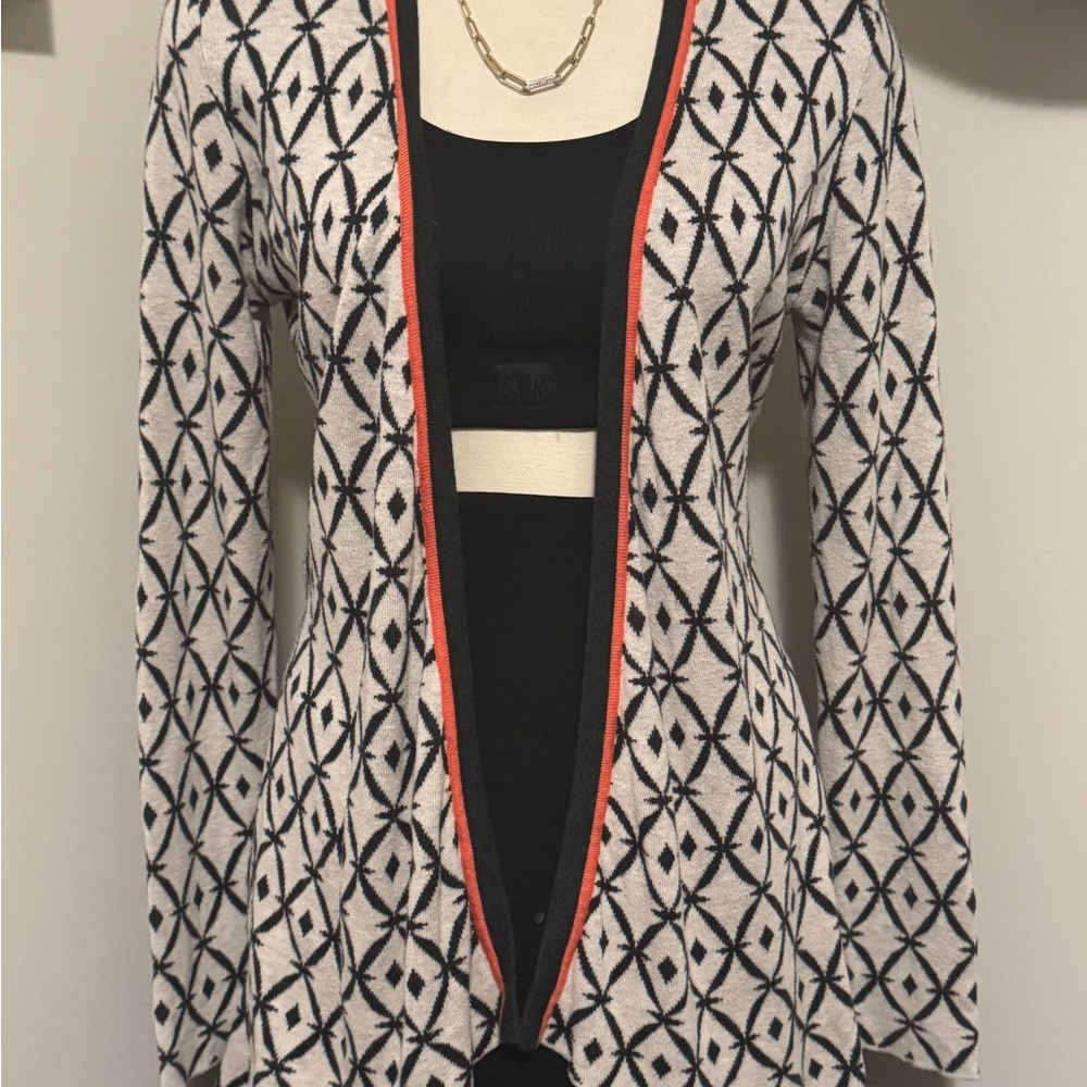 Black and tan BELLIDINI Geometric Cardigan
